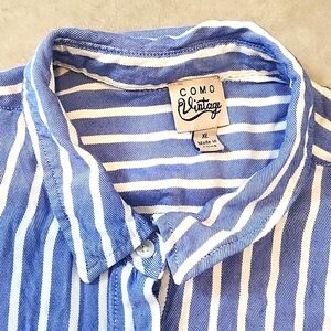 VINTAGE  button-up  striped XL shirt (runs small)